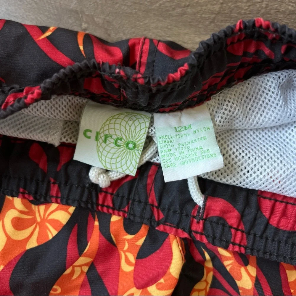 Y2K Circo Toddler Flames & Flowers Swim Shorts - Black & Orange - Size 12 Months